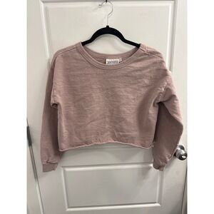 Jungmaven Hemp Organic Cotton Cropped Sweatshirt Mauve Pink Womens Medium USA